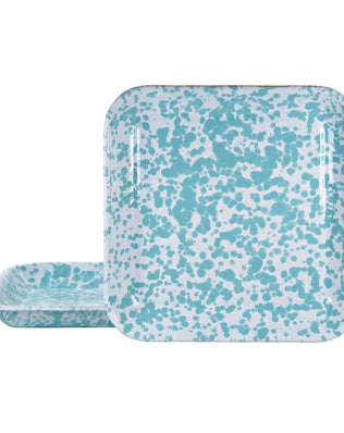 GL09S2 - Sea Glass Swirl Square Trays - Set of 2 - Golden Rabbit Enamelware