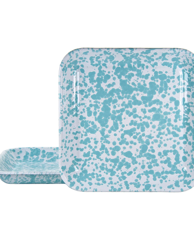 GL09S2 - Sea Glass Swirl Square Trays - Set of 2 - Golden Rabbit Enamelware