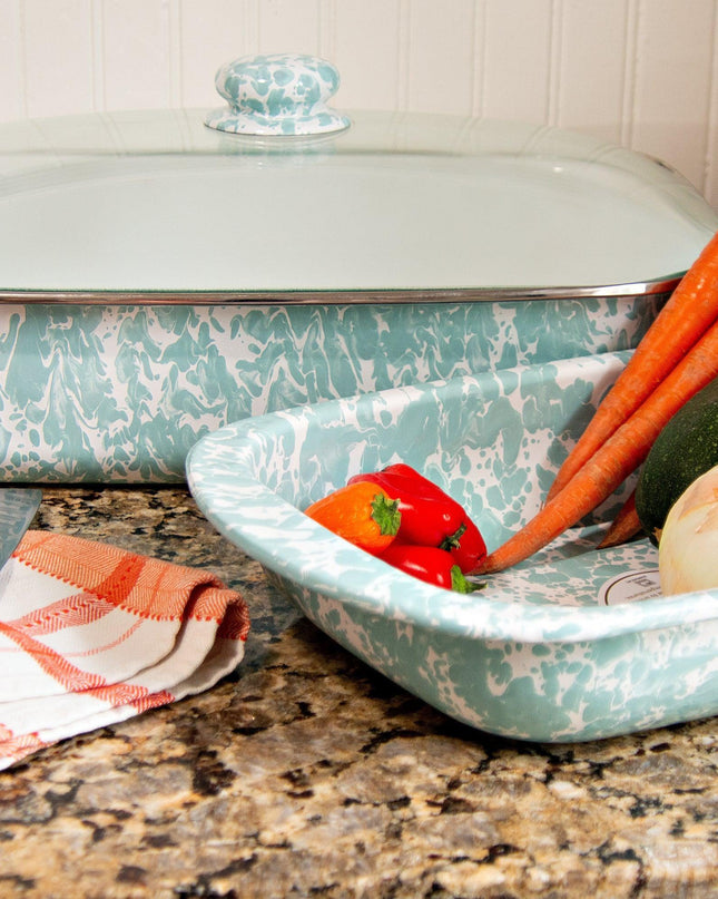 GL78 - Sea Glass Swirl Baking Pan - Golden Rabbit Enamelware