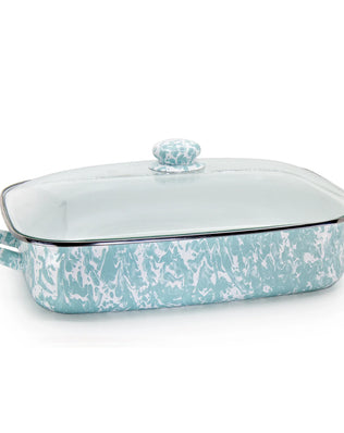 GL15 - Sea Glass Swirl Roasting Pan - Golden Rabbit Enamelware