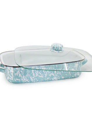 GL15 - Sea Glass Swirl Roasting Pan - Golden Rabbit Enamelware