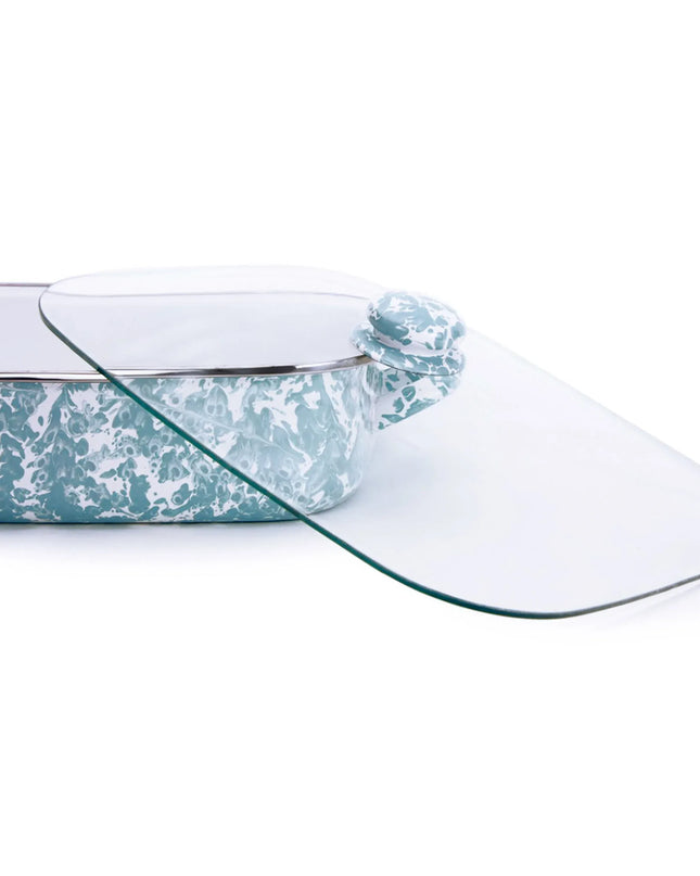 GL15 - Sea Glass Swirl Roasting Pan - Golden Rabbit Enamelware