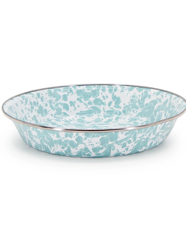 GL17 - Sea Glass Swirl Pie Plate - Golden Rabbit Enamelware
