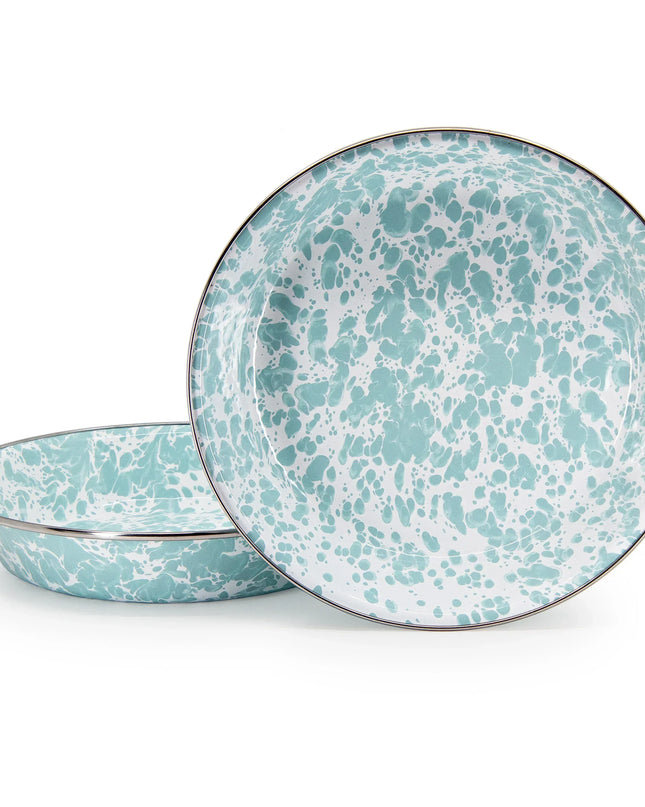 GL17 - Sea Glass Swirl Pie Plate - Golden Rabbit Enamelware