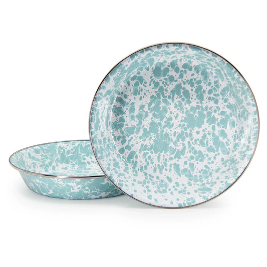 GL17 - Sea Glass Swirl Pie Plate - Golden Rabbit Enamelware