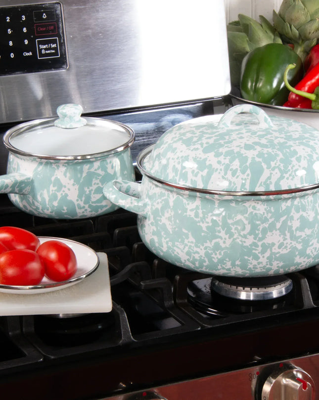GL31 - Sea Glass Swirl Dutch Oven - Golden Rabbit Enamelware