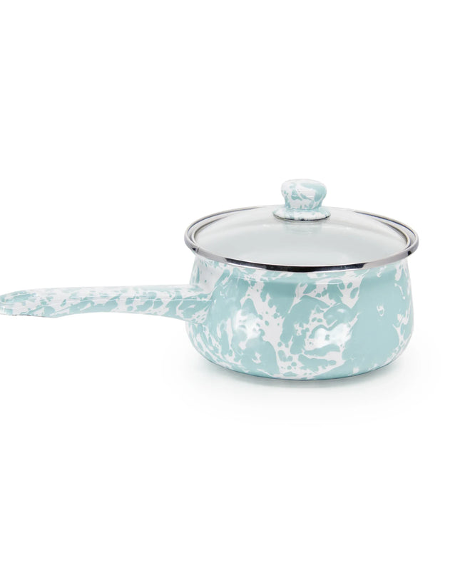 GL19 - Sea Glass Swirl Sauce Pan - Golden Rabbit Enamelware