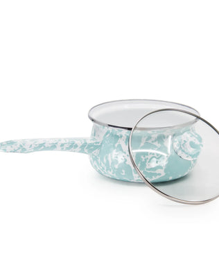 GL19 - Sea Glass Swirl Sauce Pan - Golden Rabbit Enamelware