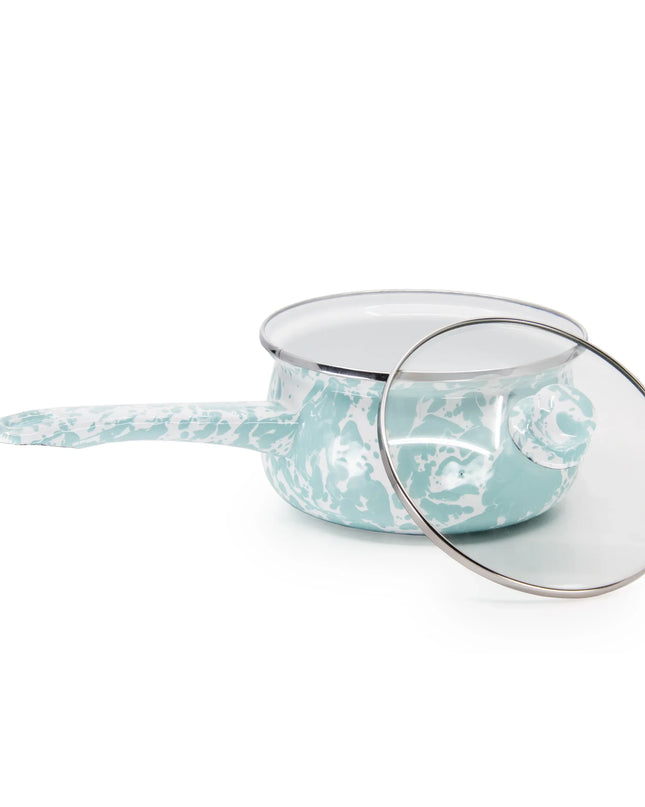 GL19 - Sea Glass Swirl Sauce Pan - Golden Rabbit Enamelware