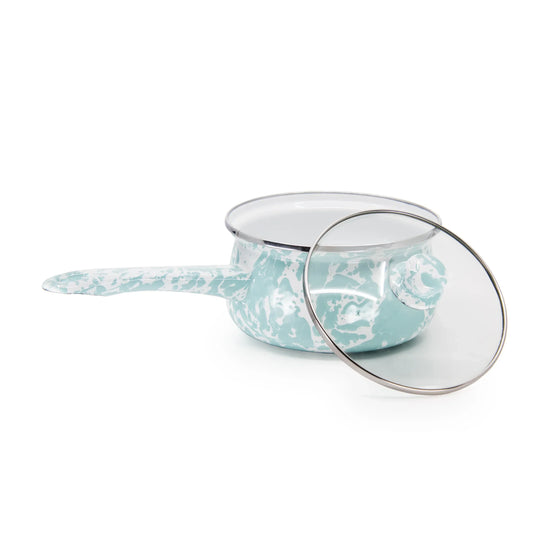 GL19 - Sea Glass Swirl Sauce Pan - Golden Rabbit Enamelware
