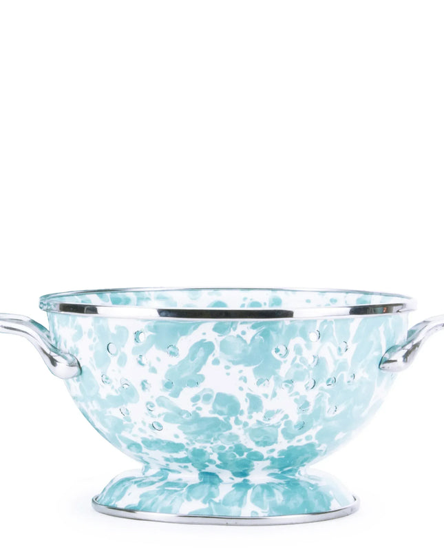 GL24 - Sea Glass Swirl Petite Colander - Golden Rabbit Enamelware