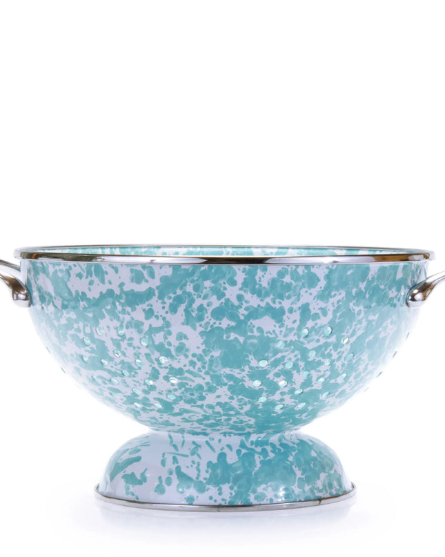 GL25 - Sea Glass Swirl Large Colander - Golden Rabbit Enamelware