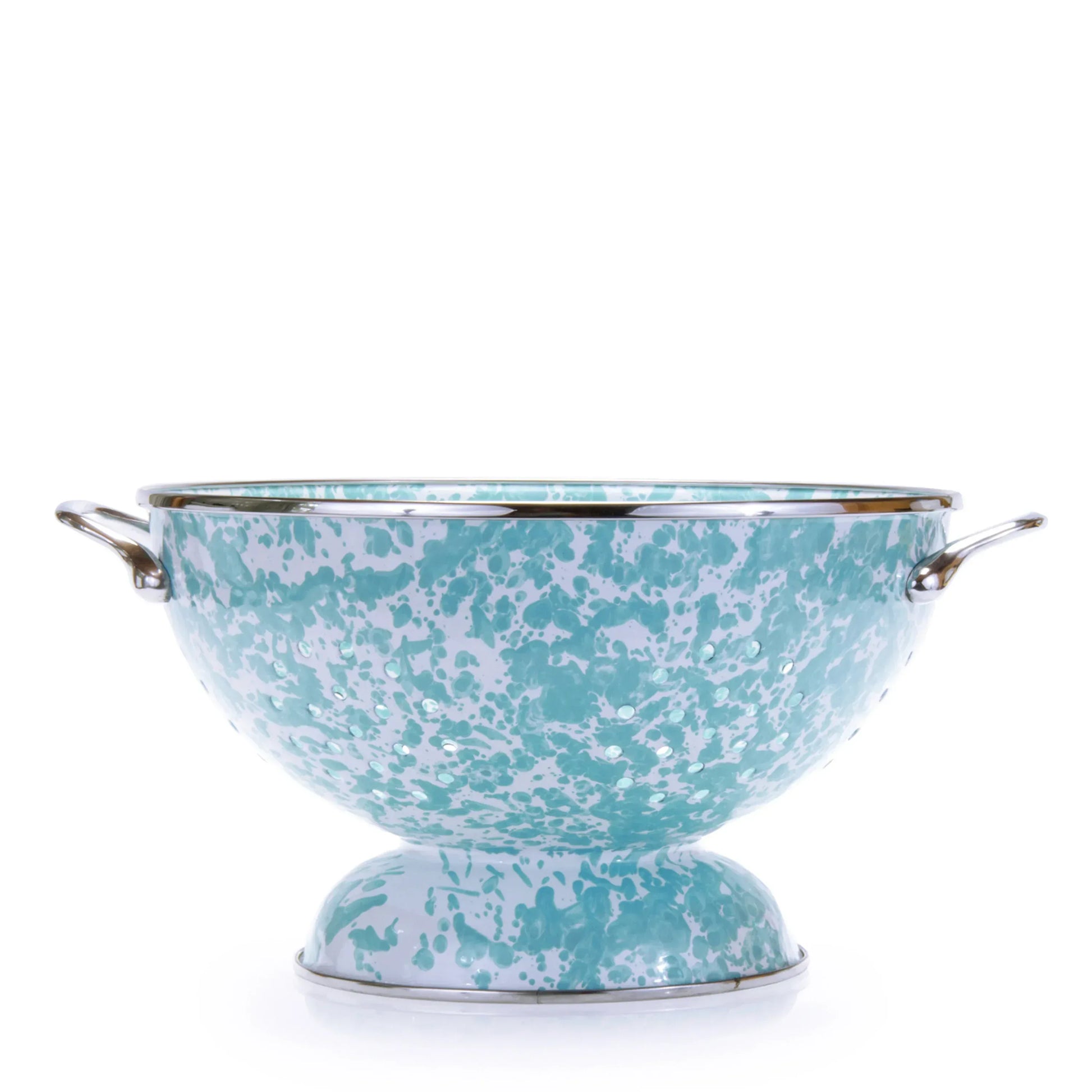 GL25 - Sea Glass Swirl Large Colander - Golden Rabbit Enamelware