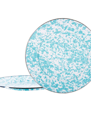 GL26S2 - Sea Glass Swirl Chargers - Set of 2 - Golden Rabbit Enamelware
