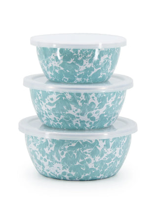 GL30 - Sea Glass Swirl Nesting Bowls - Golden Rabbit Enamelware