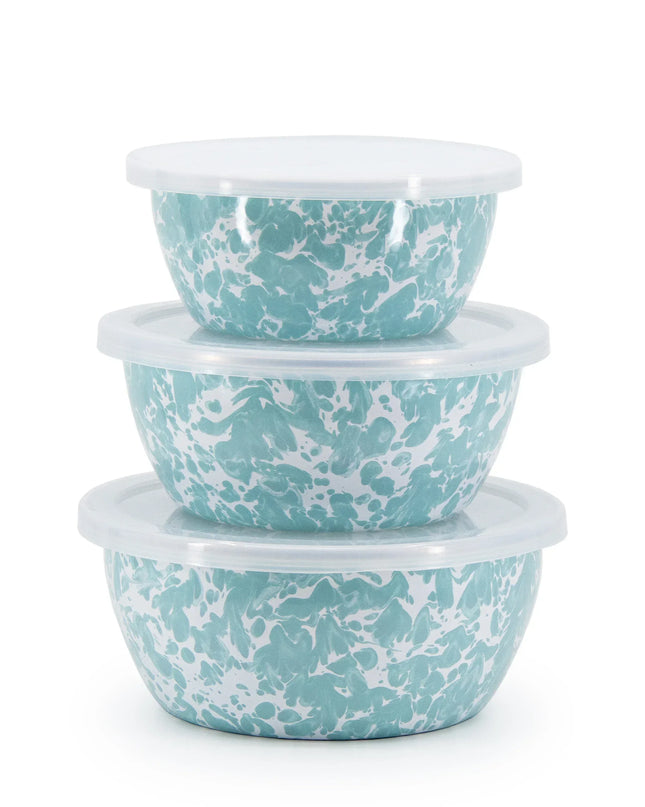 GL30 - Sea Glass Swirl Nesting Bowls - Golden Rabbit Enamelware