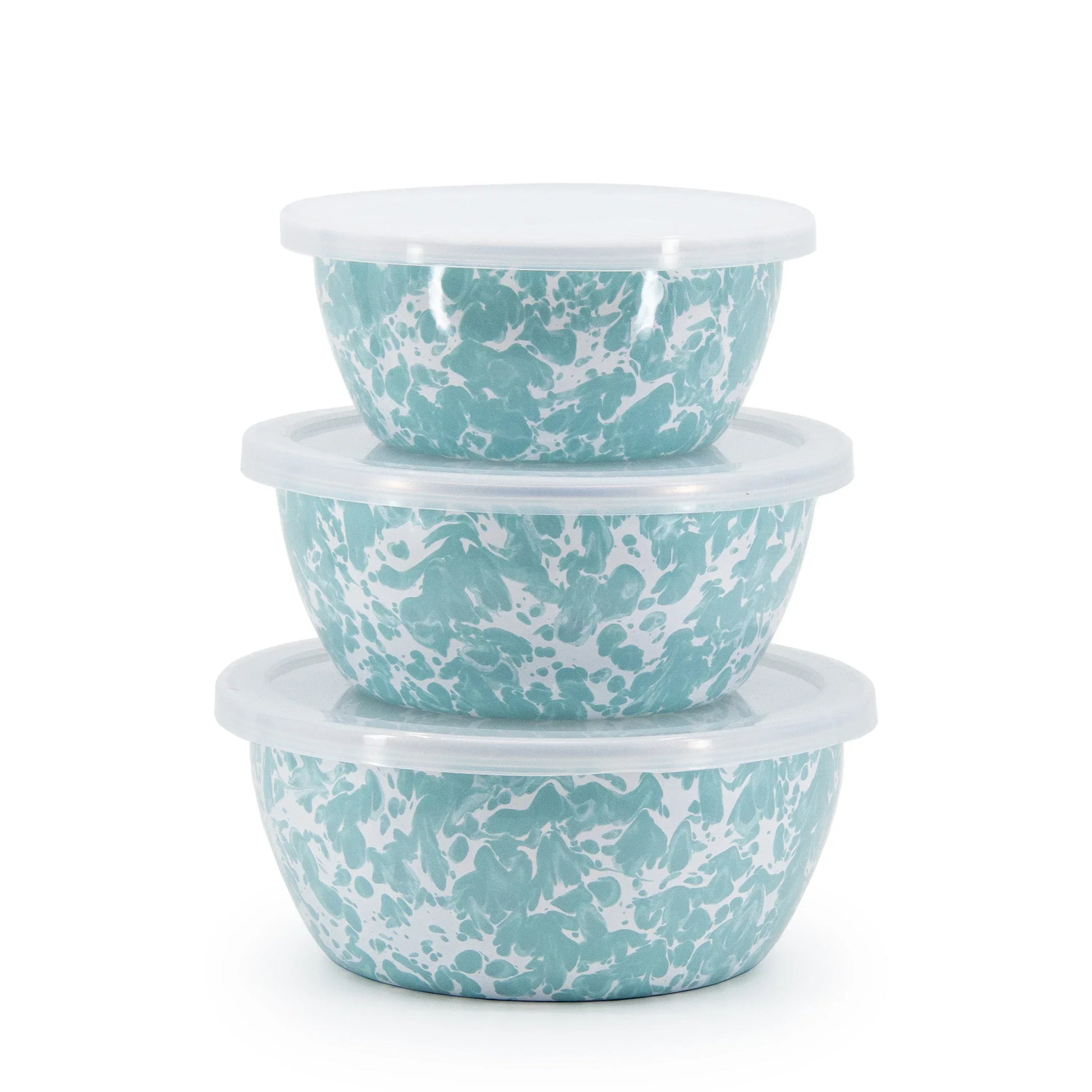 GL30 - Sea Glass Swirl Nesting Bowls - Golden Rabbit Enamelware
