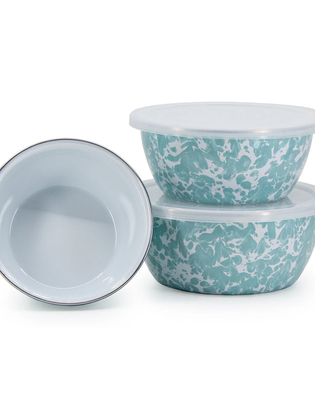 GL30 - Sea Glass Swirl Nesting Bowls - Golden Rabbit Enamelware
