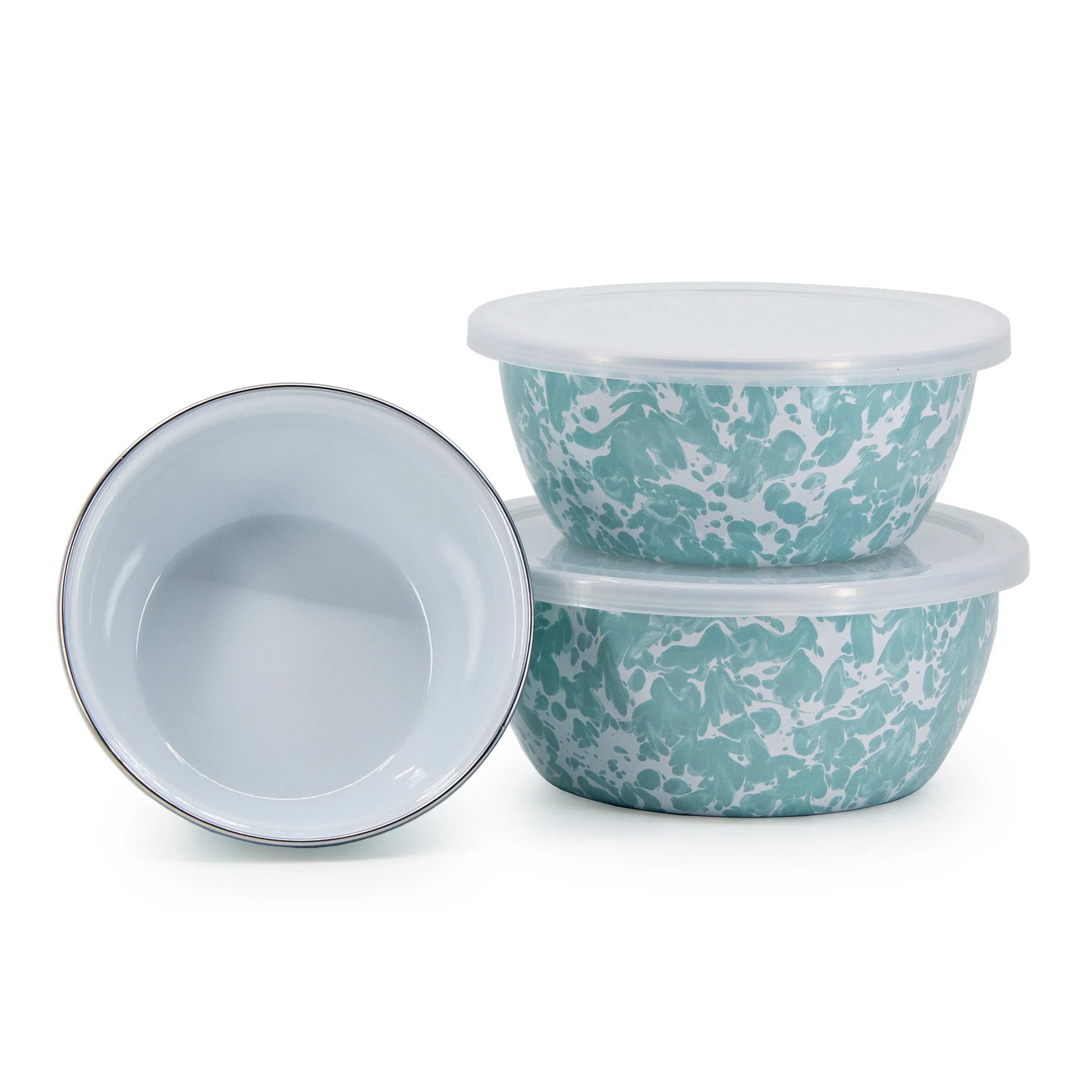 GL30 - Sea Glass Swirl Nesting Bowls - Golden Rabbit Enamelware