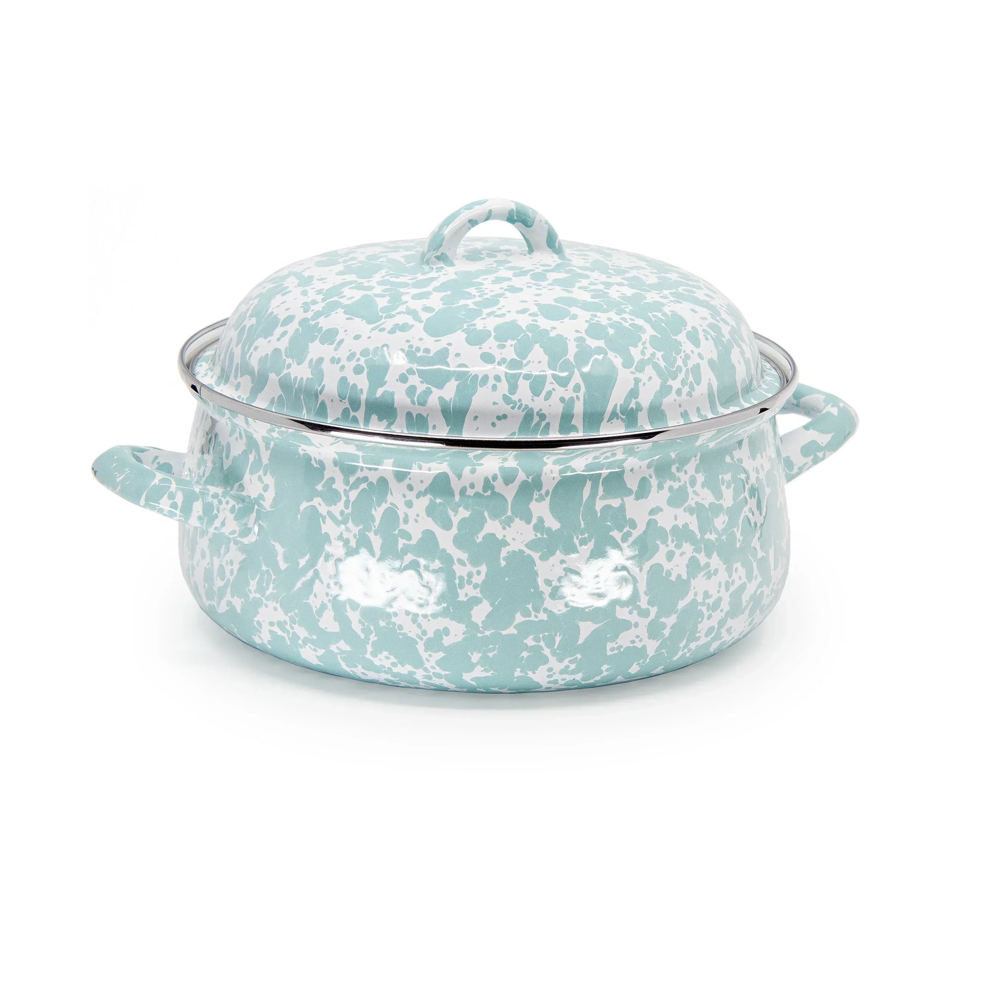 GL31 - Sea Glass Swirl Dutch Oven - Golden Rabbit Enamelware