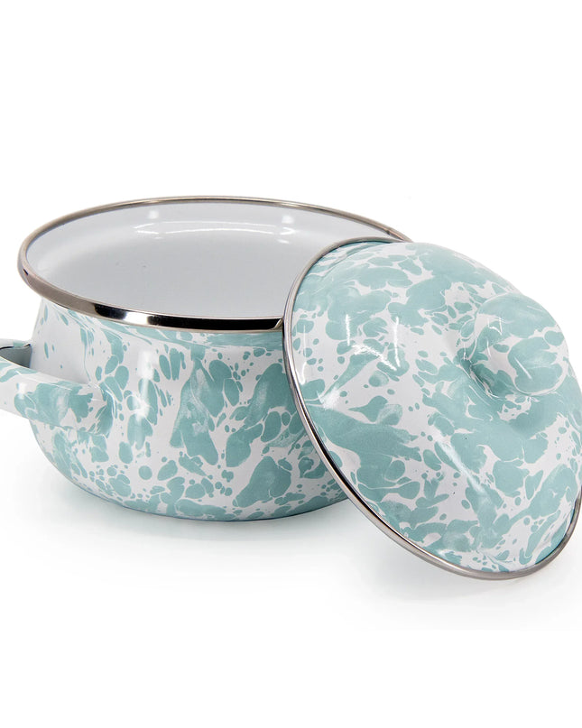GL32S2 - Sea Glass Swirl Petite Tureens - Set of 2 - Golden Rabbit Enamelware