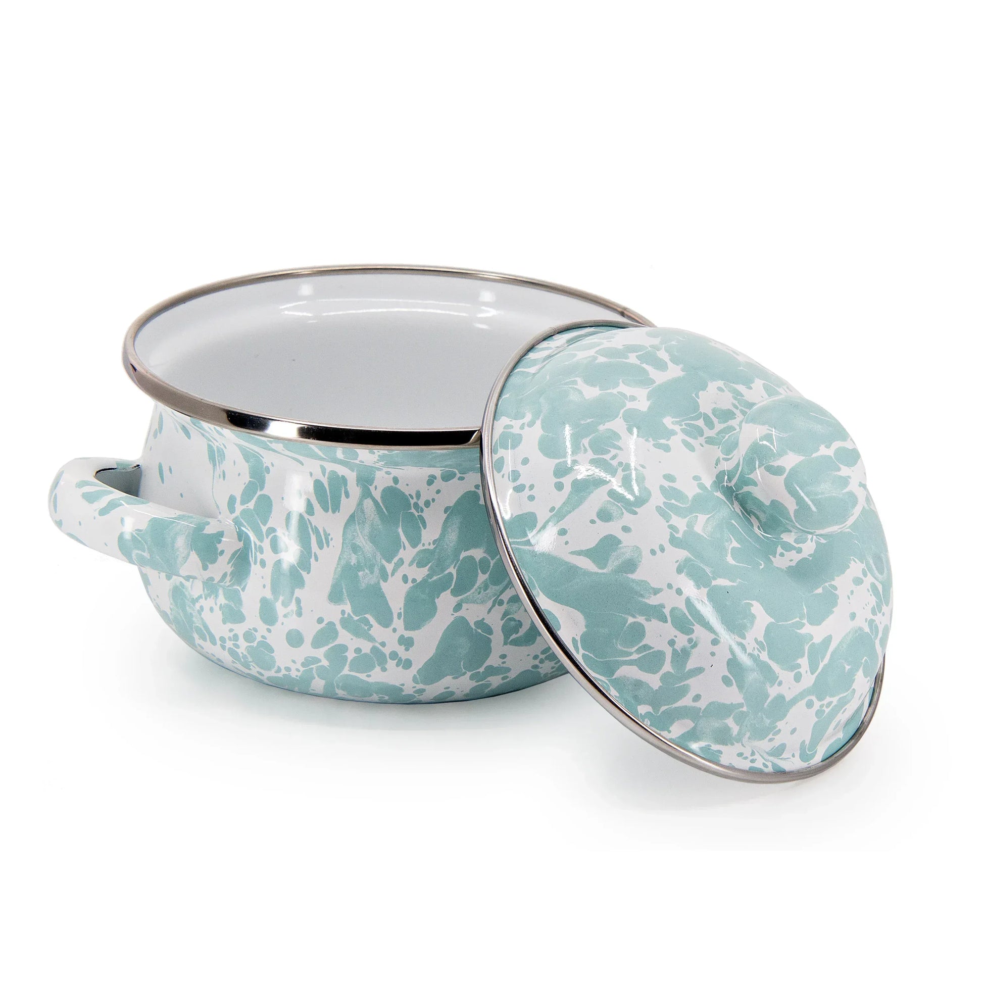 GL32S2 - Sea Glass Swirl Petite Tureens - Set of 2 - Golden Rabbit Enamelware