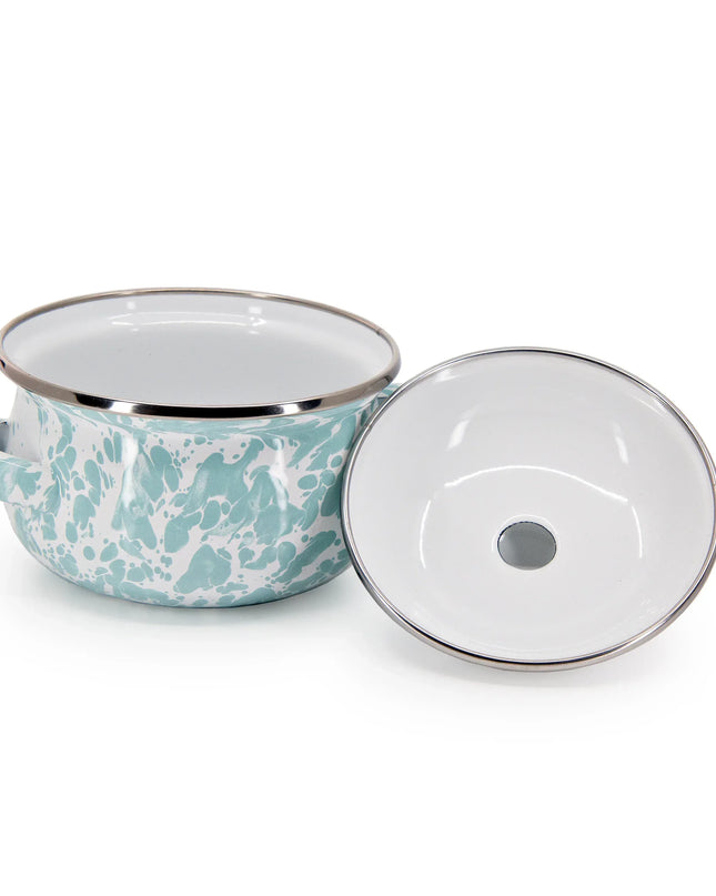 GL32S2 - Sea Glass Swirl Petite Tureens - Set of 2 - Golden Rabbit Enamelware