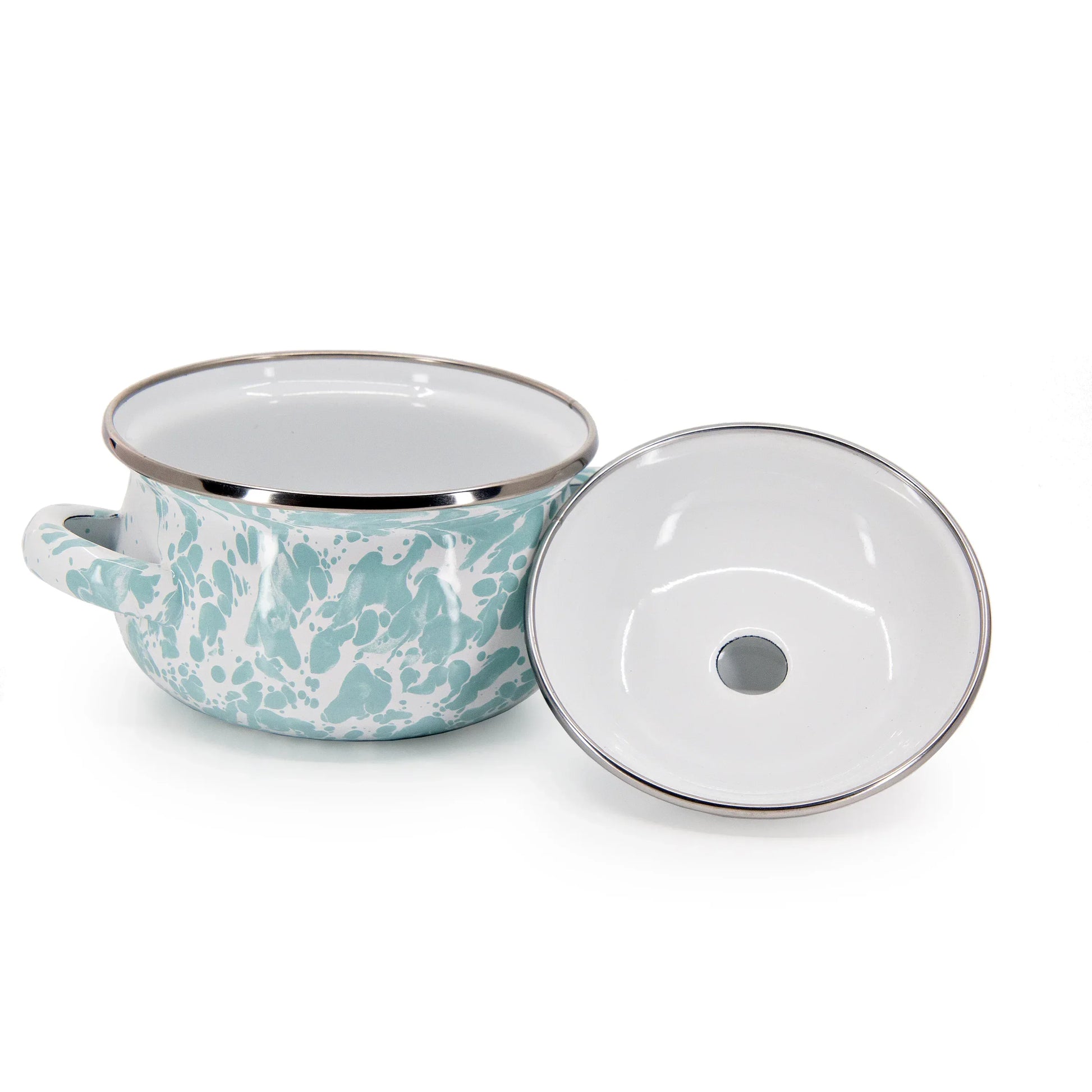 GL32S2 - Sea Glass Swirl Petite Tureens - Set of 2 - Golden Rabbit Enamelware