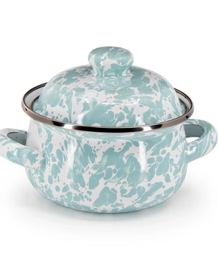 GL32S2 - Sea Glass Swirl Petite Tureens - Set of 2 - Golden Rabbit Enamelware