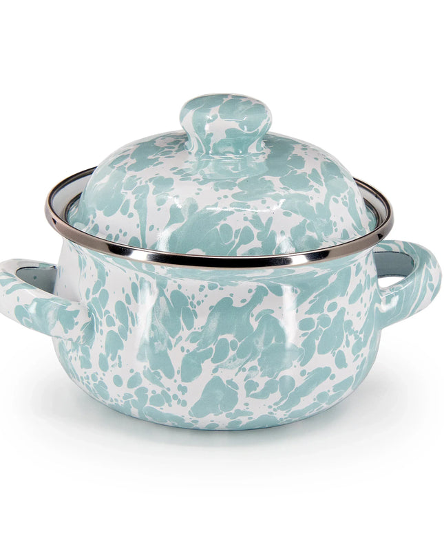 GL32S2 - Sea Glass Swirl Petite Tureens - Set of 2 - Golden Rabbit Enamelware