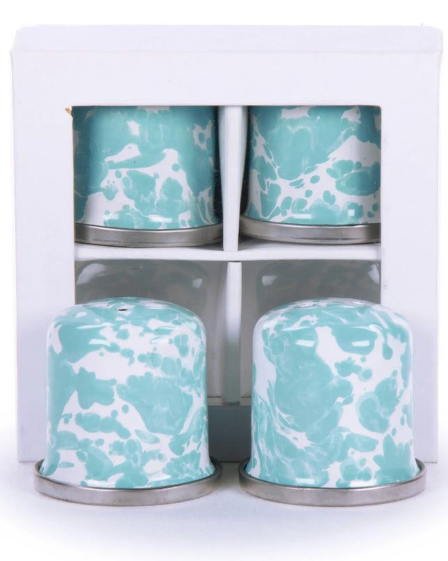 GL37 - Sea Glass Swirl Salt & Pepper - Golden Rabbit Enamelware