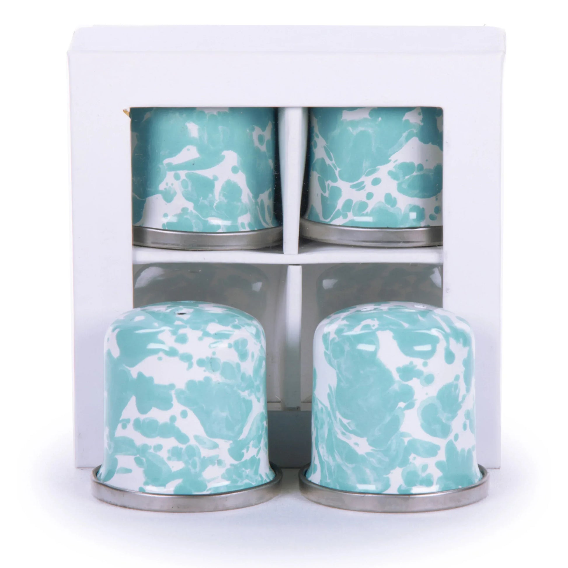 GL37 - Sea Glass Swirl Salt & Pepper - Golden Rabbit Enamelware