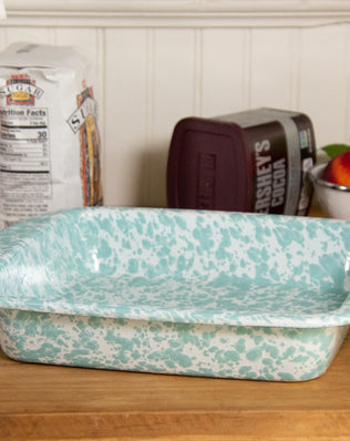 GL53 - Sea Glass Swirl Brownie Pan - Golden Rabbit Enamelware