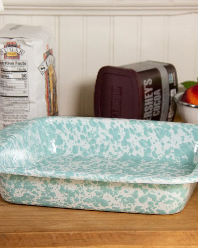 GL53 - Sea Glass Swirl Brownie Pan - Golden Rabbit Enamelware