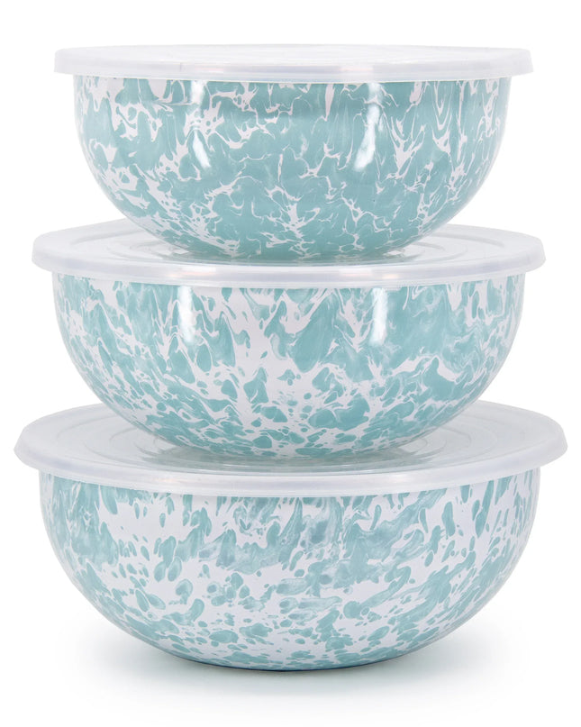 GL54 - Sea Glass Swirl Mixing Bowls - Golden Rabbit Enamelware