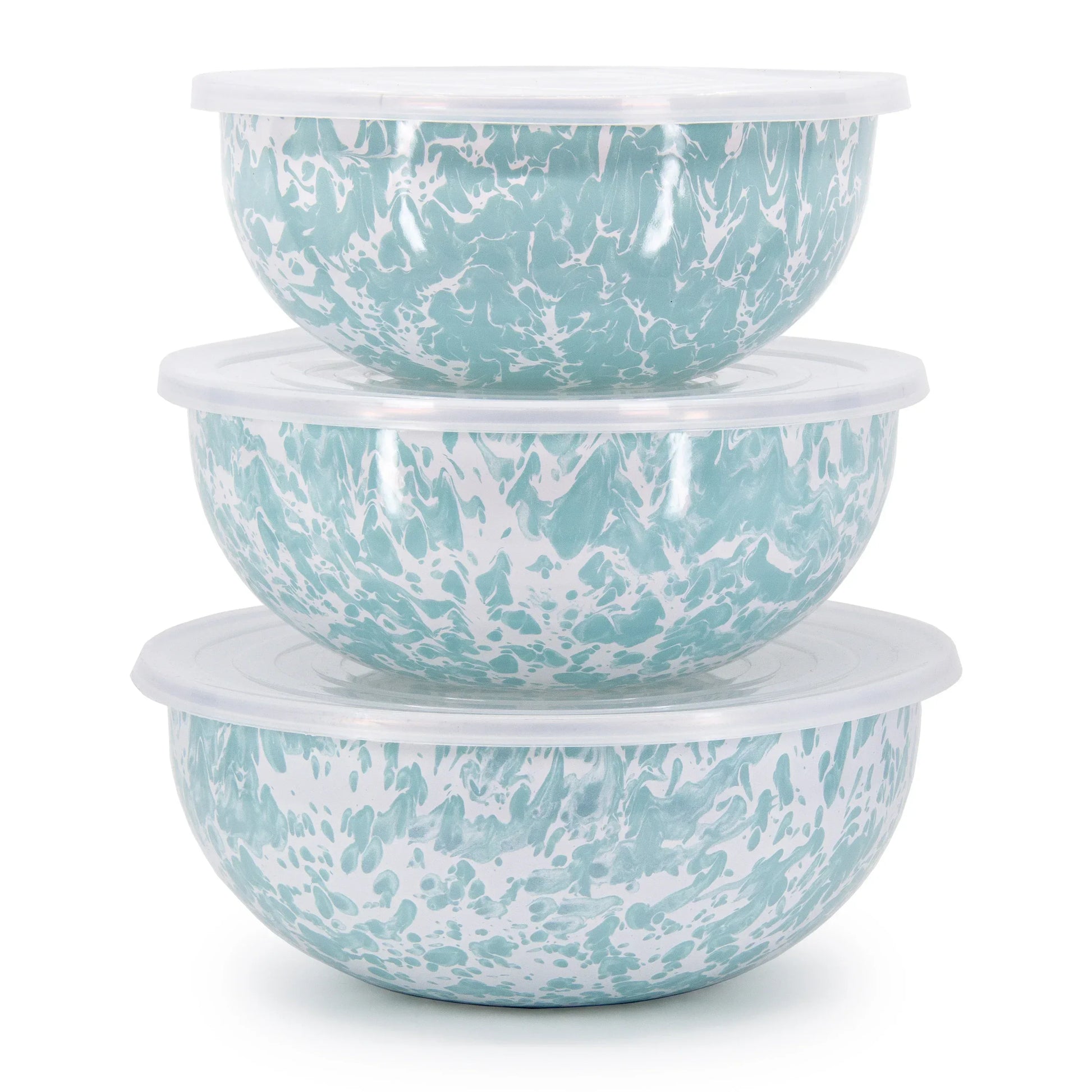 GL54 - Sea Glass Swirl Mixing Bowls - Golden Rabbit Enamelware