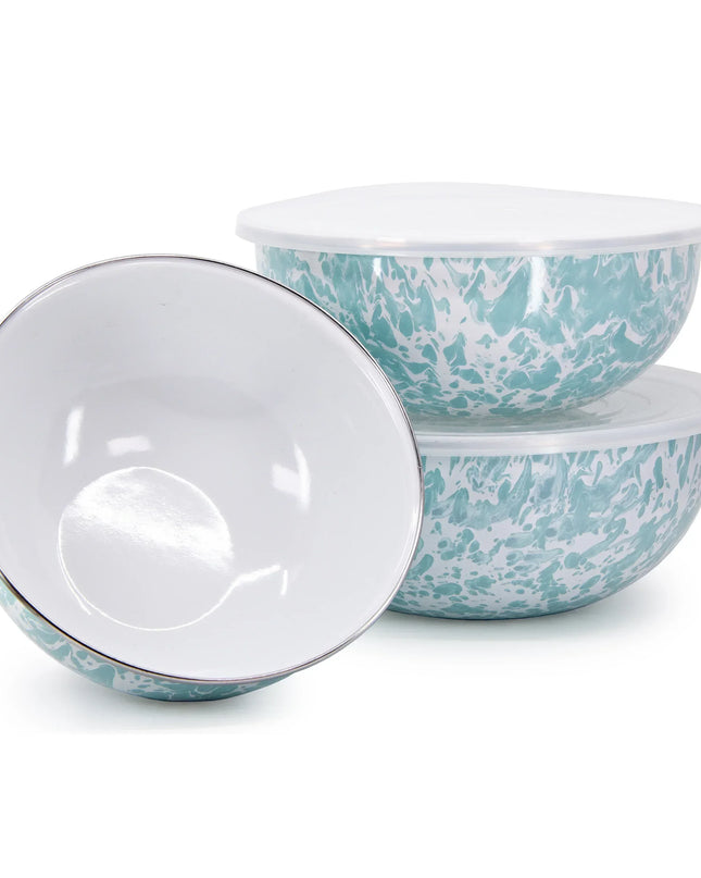 GL54 - Sea Glass Swirl Mixing Bowls - Golden Rabbit Enamelware
