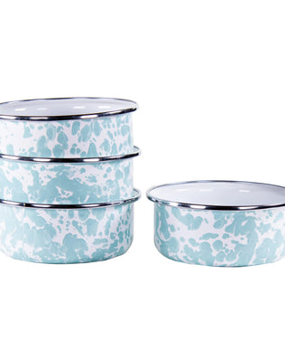 GL60S4 - Sea Glass Swirl 14oz Soup Bowls - Set of 4 - Golden Rabbit Enamelware