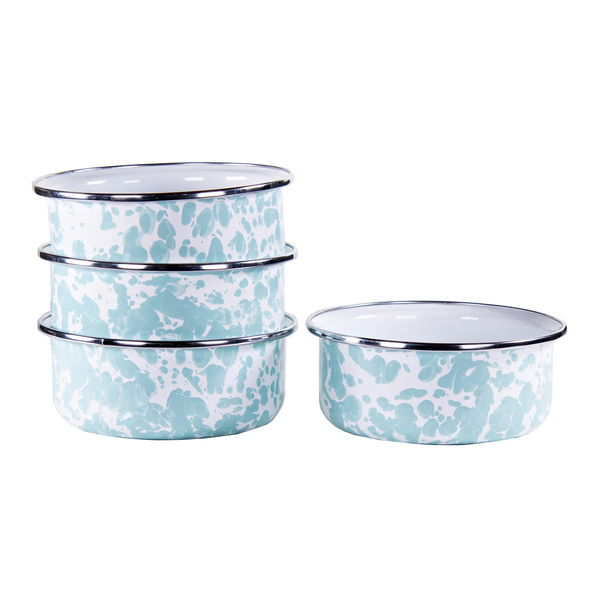 GL60S4 - Sea Glass Swirl 14oz Soup Bowls - Set of 4 - Golden Rabbit Enamelware