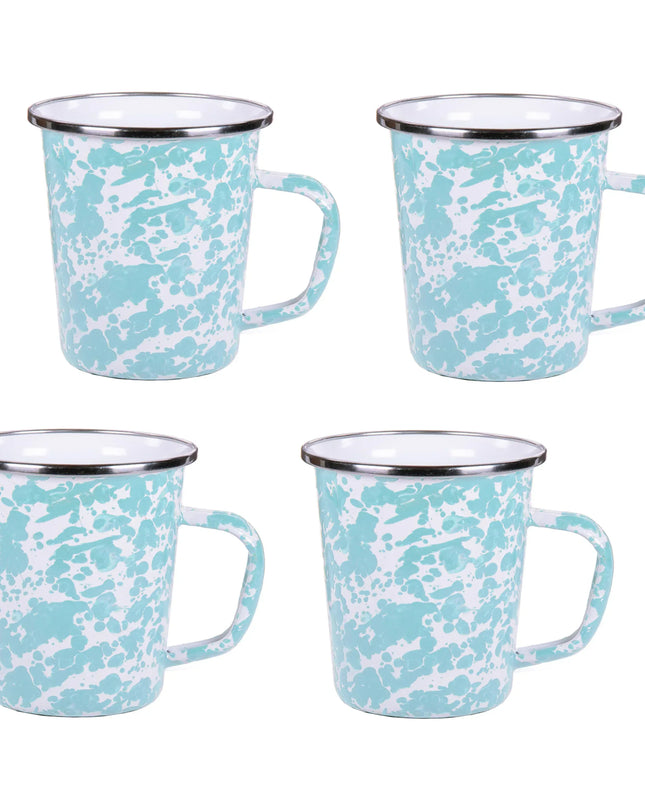 GL66S4 - Sea Glass 16 oz Latte Mugs - Set of 4 - Golden Rabbit Enamelware