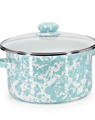 GL72 - Sea Glass Swirl 6 Qt Stock Pot - Golden Rabbit Enamelware
