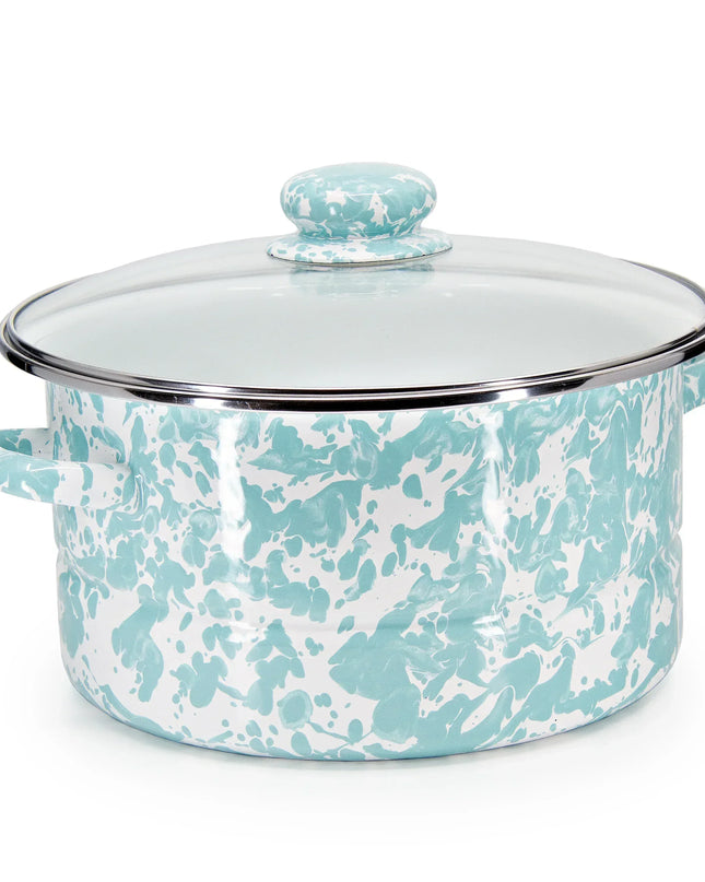 GL72 - Sea Glass Swirl 6 Qt Stock Pot - Golden Rabbit Enamelware