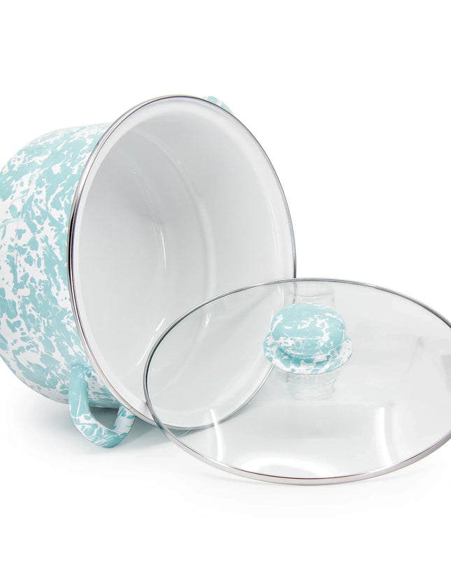 GL72 - Sea Glass Swirl 6 Qt Stock Pot - Golden Rabbit Enamelware