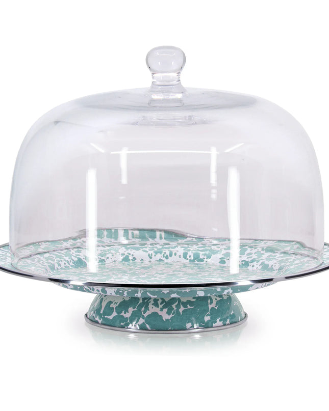 GL76 - Swirl Cake Plate, Sea Glass - Golden Rabbit Enamelware