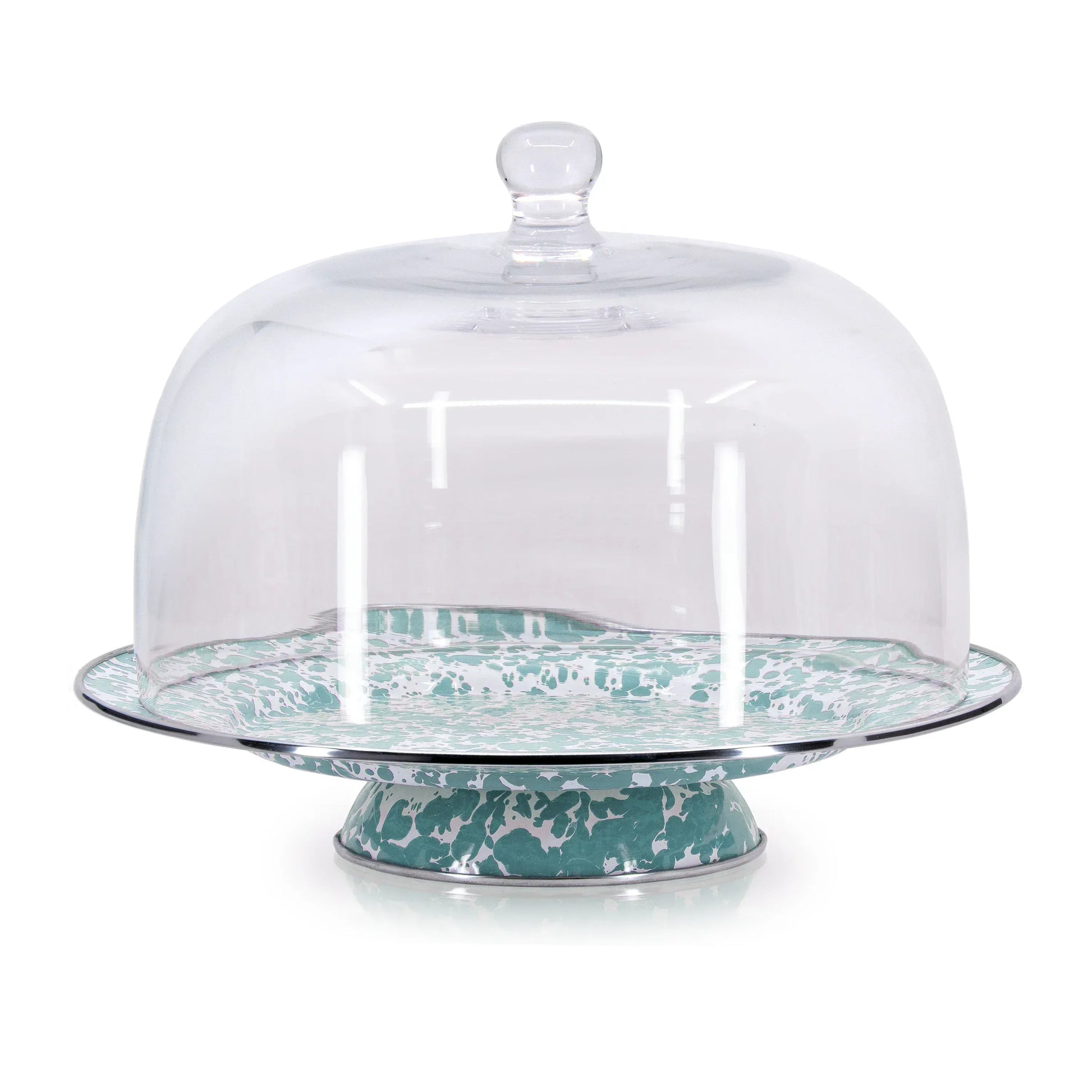 GL76 - Swirl Cake Plate, Sea Glass - Golden Rabbit Enamelware
