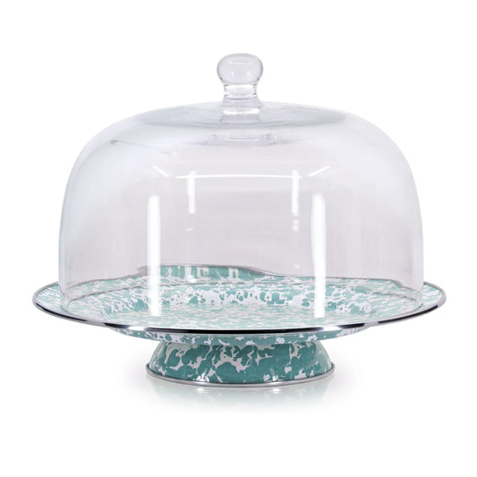 GL76 - Swirl Cake Plate, Sea Glass - Golden Rabbit Enamelware