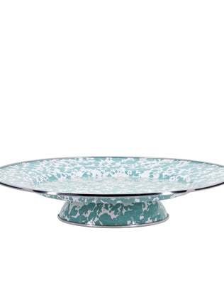 GL76 - Swirl Cake Plate, Sea Glass - Golden Rabbit Enamelware