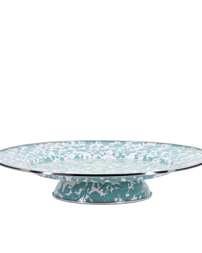 GL76 - Swirl Cake Plate, Sea Glass - Golden Rabbit Enamelware