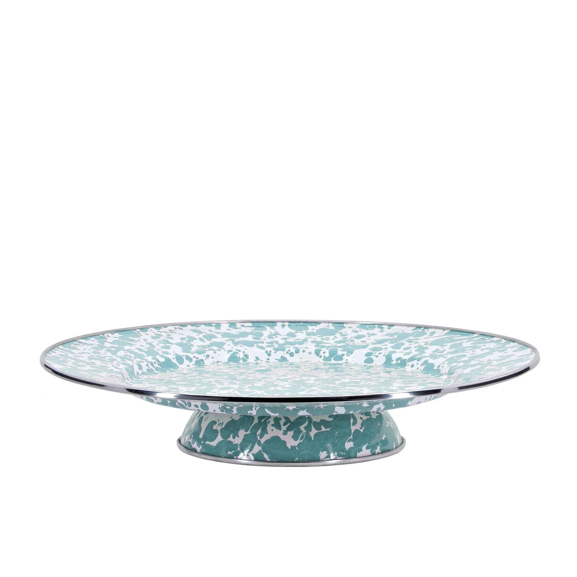 GL76 - Swirl Cake Plate, Sea Glass - Golden Rabbit Enamelware