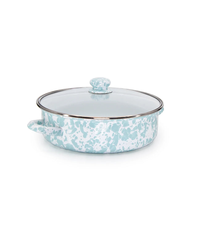 GL79 - Sea Glass Swirl Small Saute Pan - Golden Rabbit Enamelware